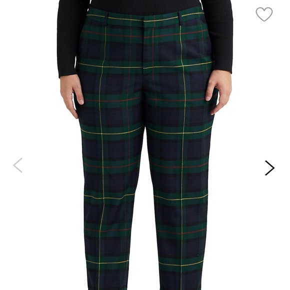 LAUREN Ralph Lauren Plus Size Plaid Pleated Twill Ankle Pants - Picture 2 of 14